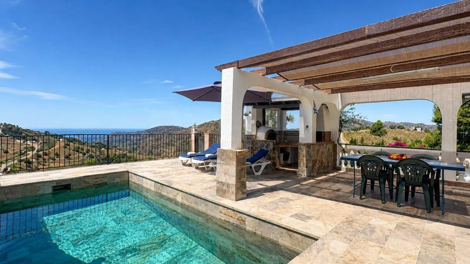 Private saltwater pool overlooking the Mediterranean, El Olivo, Frigiliana