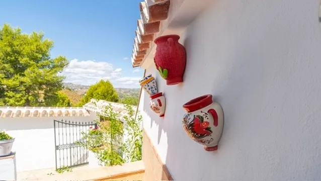 Andalusian flowerpots on the entrance wall