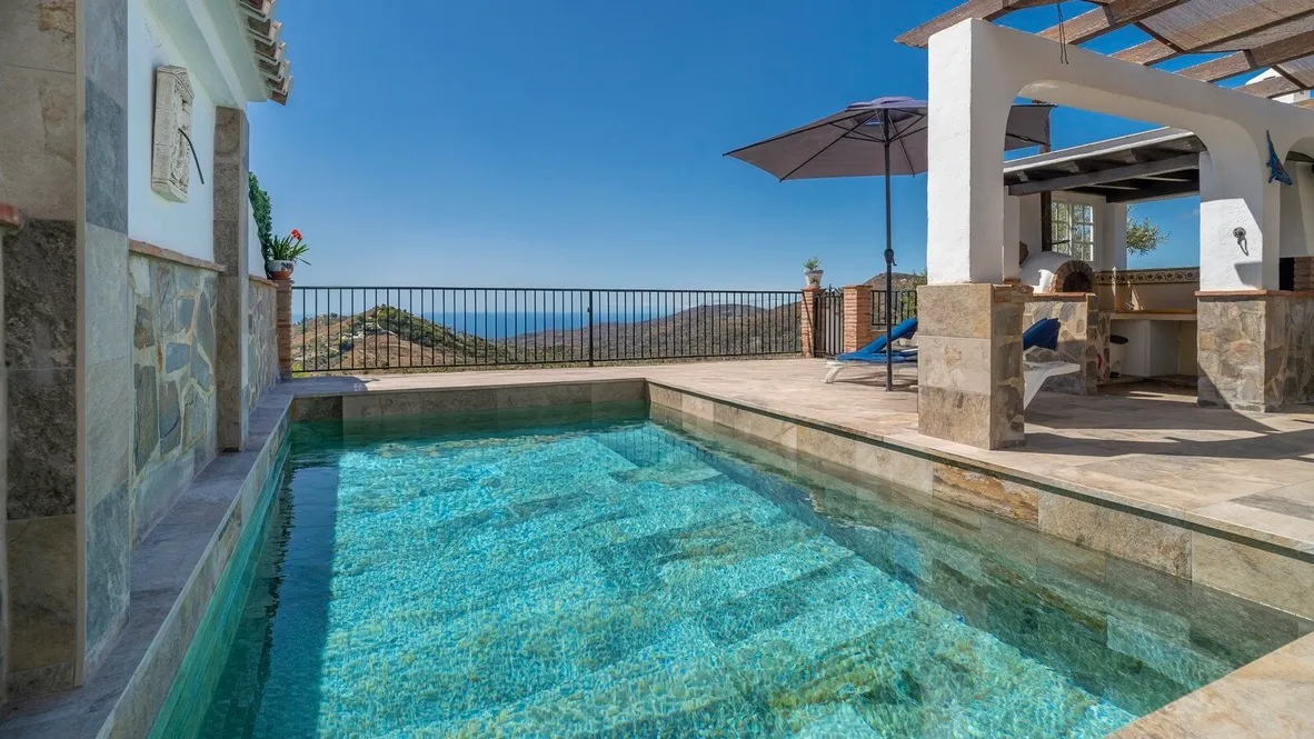 Private saltwater pool overlooking the Mediterranean, El Olivo, Frigiliana